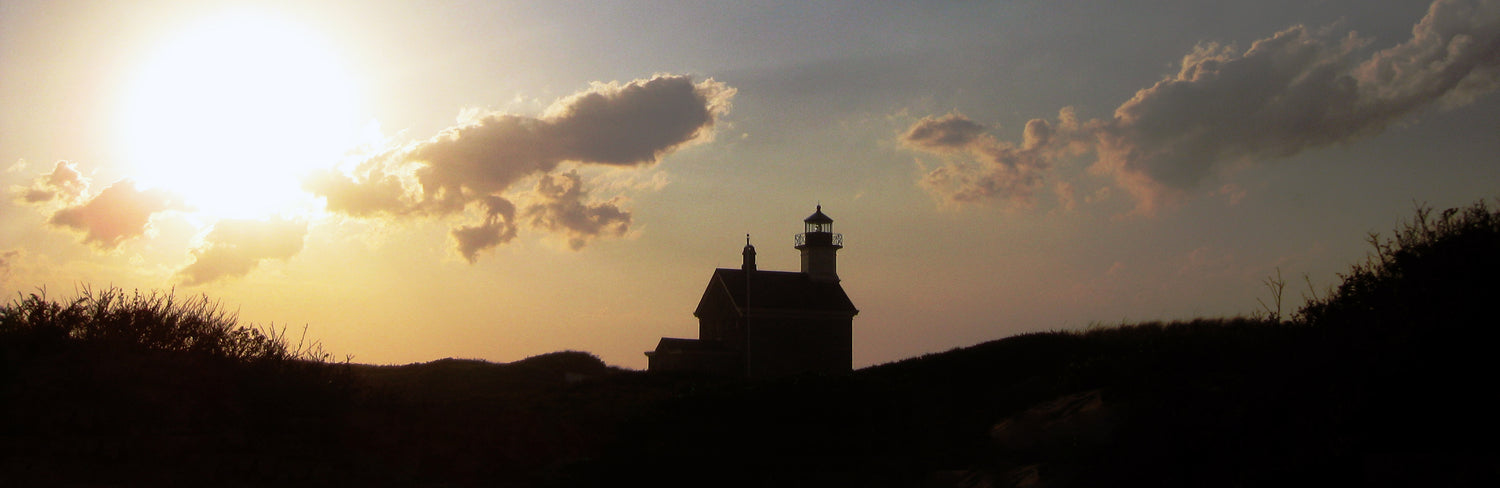 The North Light at sunset on Block Island